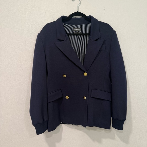Carbon38 Navy Blue Double Breasted Blazer in Scuba M - Picture 2 of 9